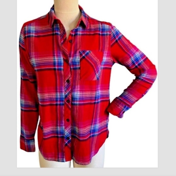 Orvis Ladies Stretch Flannel Shirt, Laurie Plaid, Sz S Red Multicolor #225M - Picture 1 of 7